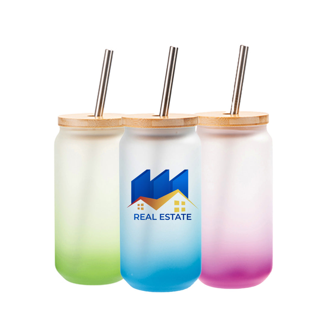 Pearl Coating™ 18oz Sublimation Glass Mugs Gradient with Bamboo Lid - Pack of 6 - Joto Imaging Supplies Canada